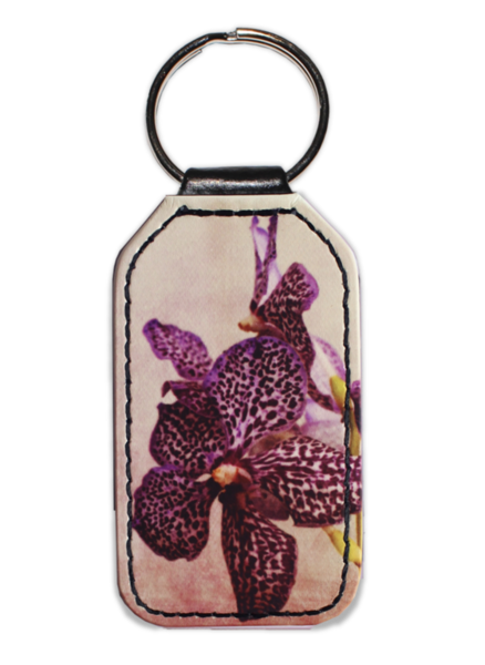 Orchidee, Schlüsselanhänger aus Kunstleder